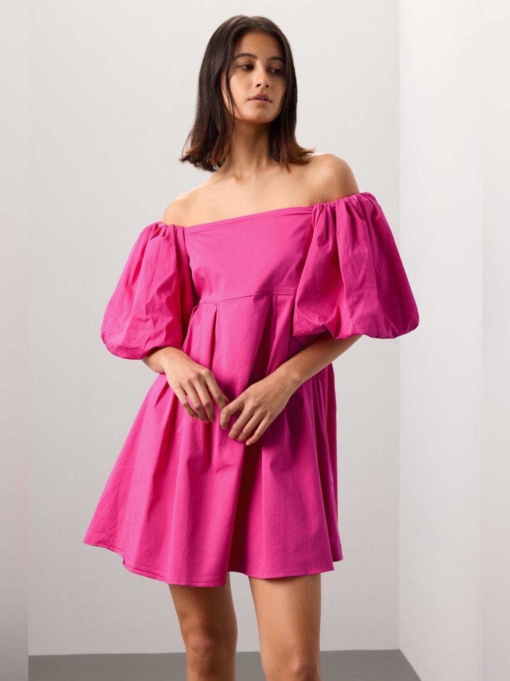 Peter Som Off-Shoulder has Pink Puff Sleeve Dress Mini Size 12
